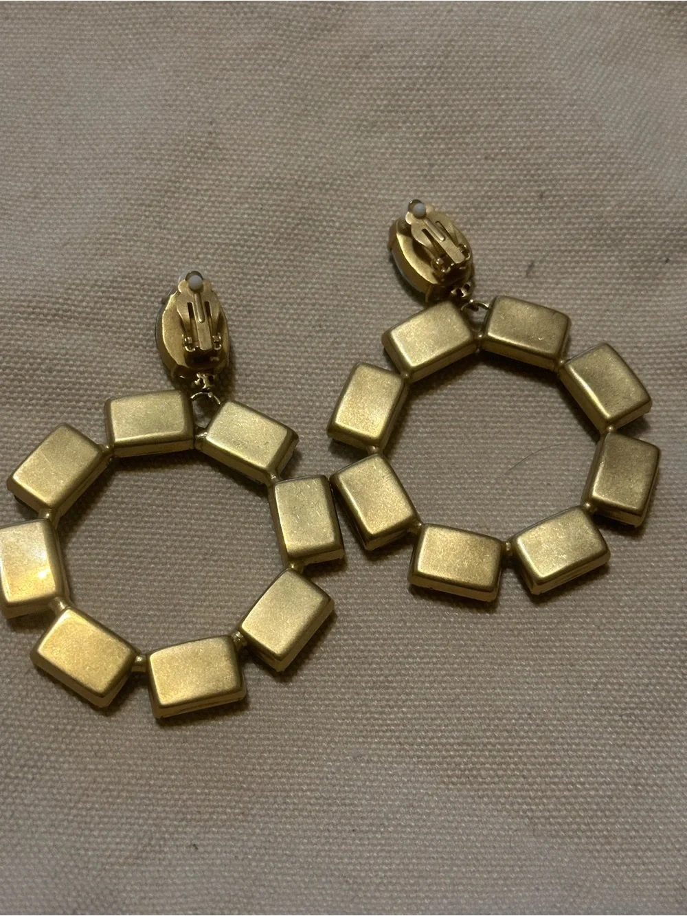 Tory Burch Olive Green Crystal Hoop Drop Earrings